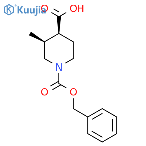 rac-(3R,4R)-1-(benzyloxy)carbonyl-3-methylpiperidine-4-carboxylic acid structure