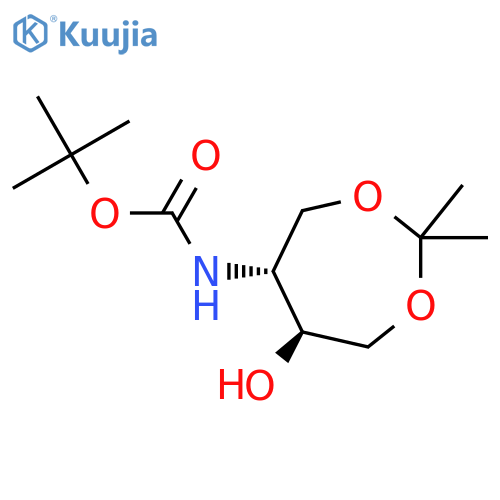 rac-tert-butyl N-(5R,6S)-6-hydroxy-2,2-dimethyl-1,3-dioxepan-5-ylcarbamate structure