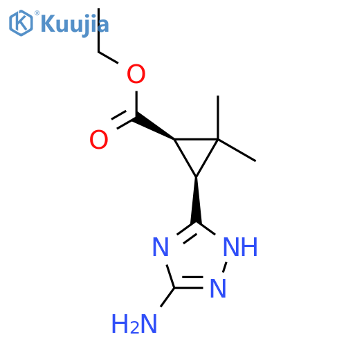rac-ethyl (1R,3S)-3-(5-amino-1H-1,2,4-triazol-3-yl)-2,2-dimethylcyclopropane-1-carboxylate structure