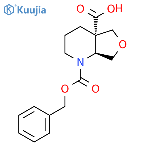 rac-(4aR,7aR)-1-(benzyloxy)carbonyl-octahydrofuro3,4-bpyridine-4a-carboxylic acid structure