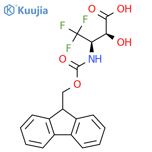 rac-(2R,3S)-3-({[(9H-fluoren-9-yl)methoxy]carbonyl}amino)-4,4,4-trifluoro-2-hydroxybutanoic acid structure
