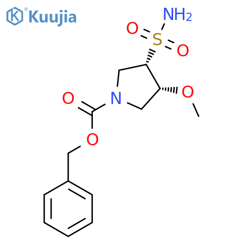 rac-benzyl (3R,4S)-3-methoxy-4-sulfamoylpyrrolidine-1-carboxylate structure