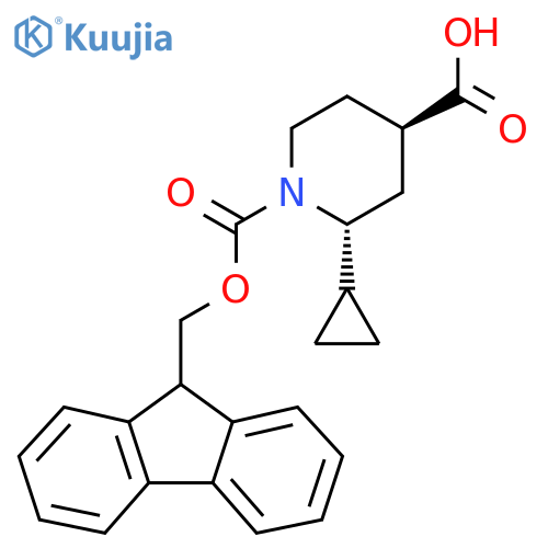 rac-(2R,4R)-2-cyclopropyl-1-{(9H-fluoren-9-yl)methoxycarbonyl}piperidine-4-carboxylic acid structure