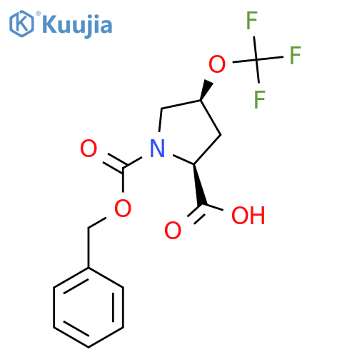 (2S,4S)-1-(benzyloxy)carbonyl-4-(trifluoromethoxy)pyrrolidine-2-carboxylic acid structure