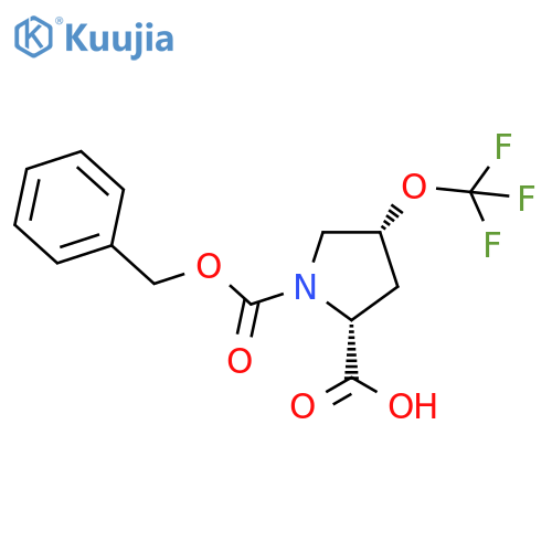 (2R,4R)-1-(benzyloxy)carbonyl-4-(trifluoromethoxy)pyrrolidine-2-carboxylic acid structure