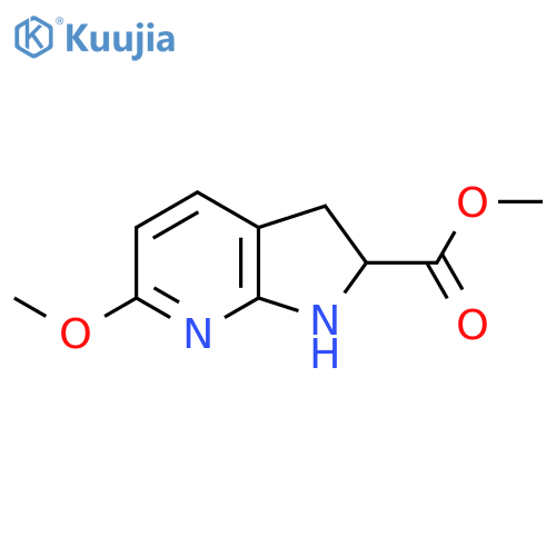 methyl 6-methoxy-1H,2H,3H-pyrrolo2,3-bpyridine-2-carboxylate structure