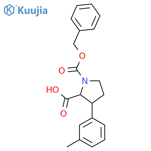 1-(benzyloxy)carbonyl-3-(3-methylphenyl)pyrrolidine-2-carboxylic acid structure