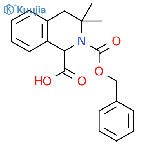 2-(benzyloxy)carbonyl-3,3-dimethyl-1,2,3,4-tetrahydroisoquinoline-1-carboxylic acid structure