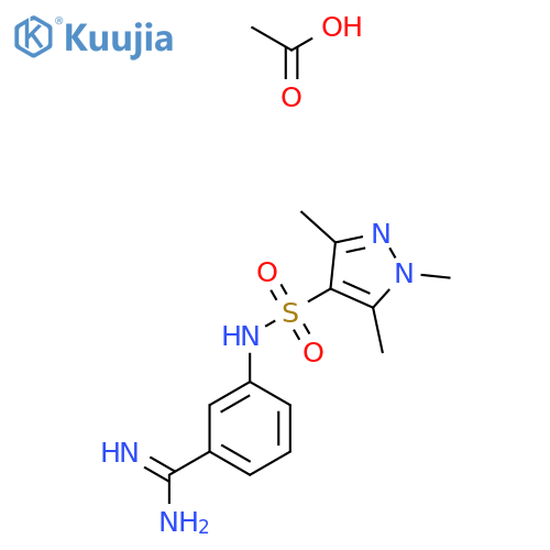 3-(1,3,5-trimethyl-1H-pyrazole-4-sulfonamido)benzene-1-carboximidamide, acetic acid structure