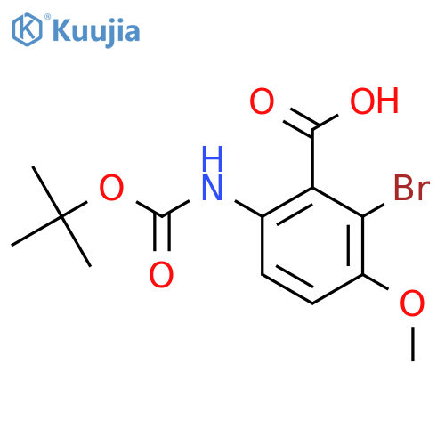 2-bromo-6-{(tert-butoxy)carbonylamino}-3-methoxybenzoic acid structure