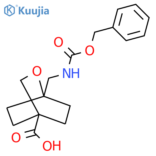 1-({(benzyloxy)carbonylamino}methyl)-2-oxabicyclo2.2.2octane-4-carboxylic acid structure