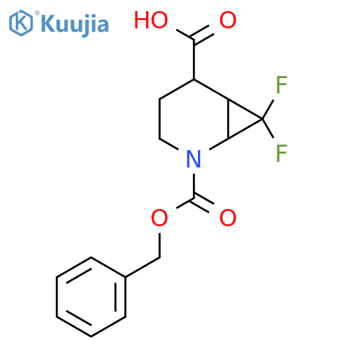 2-(benzyloxy)carbonyl-7,7-difluoro-2-azabicyclo4.1.0heptane-5-carboxylic acid structure