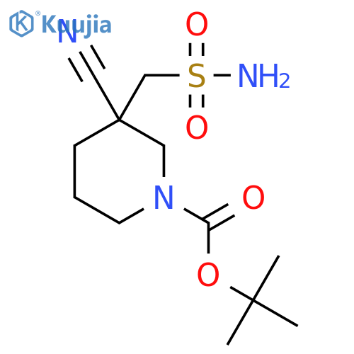 Tert-butyl 3-cyano-3-(sulfamoylmethyl)piperidine-1-carboxylate structure