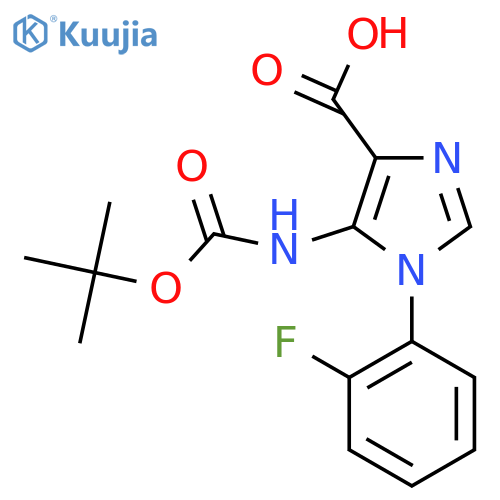5-{(tert-butoxy)carbonylamino}-1-(2-fluorophenyl)-1H-imidazole-4-carboxylic acid structure