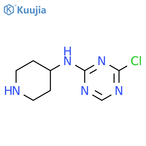 4-chloro-N-(piperidin-4-yl)-1,3,5-triazin-2-amine structure
