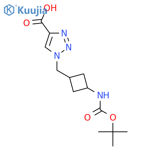 1-[[3-[(2-Methylpropan-2-yl)oxycarbonylamino]cyclobutyl]methyl]triazole-4-carboxylic acid structure