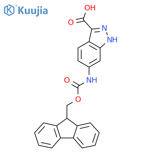 6-({[(9H-fluoren-9-yl)methoxy]carbonyl}amino)-1H-indazole-3-carboxylic acid structure