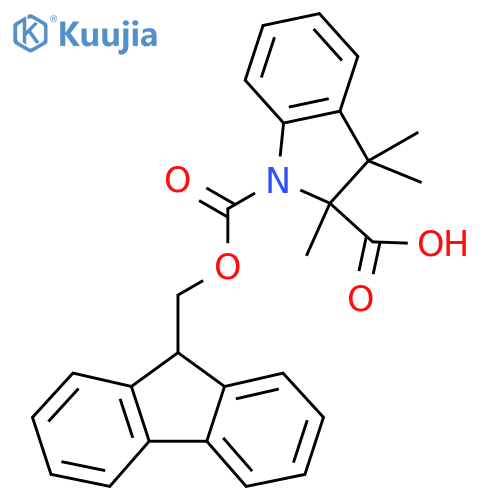1-{[(9H-fluoren-9-yl)methoxy]carbonyl}-2,3,3-trimethyl-2,3-dihydro-1H-indole-2-carboxylic acid structure