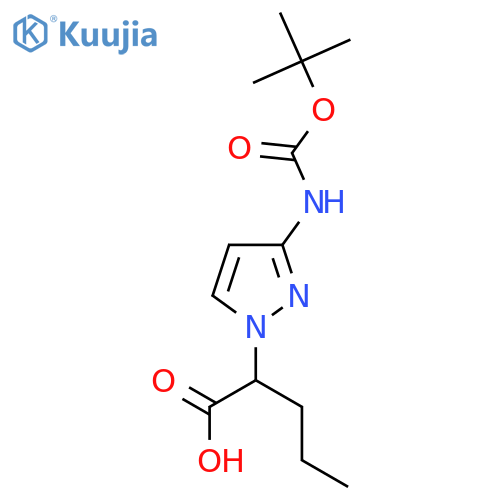 2-(3-{(tert-butoxy)carbonylamino}-1H-pyrazol-1-yl)pentanoic acid structure