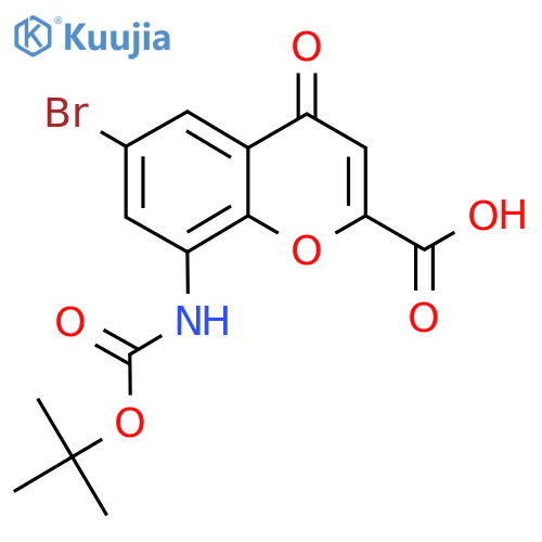 6-bromo-8-{(tert-butoxy)carbonylamino}-4-oxo-4H-chromene-2-carboxylic acid structure