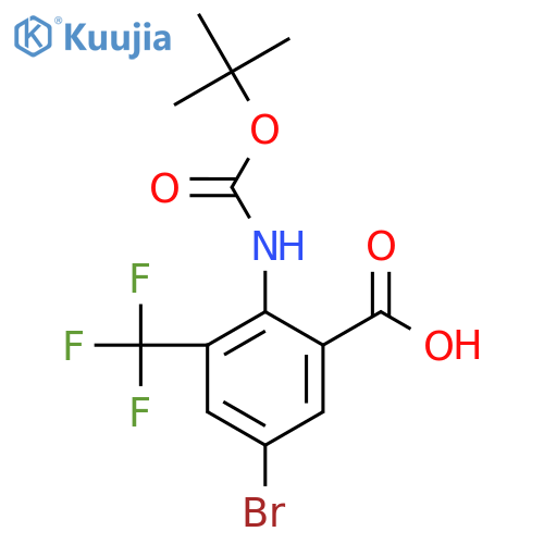 5-bromo-2-{(tert-butoxy)carbonylamino}-3-(trifluoromethyl)benzoic acid structure