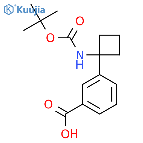 3-(1-{(tert-butoxy)carbonylamino}cyclobutyl)benzoic acid structure