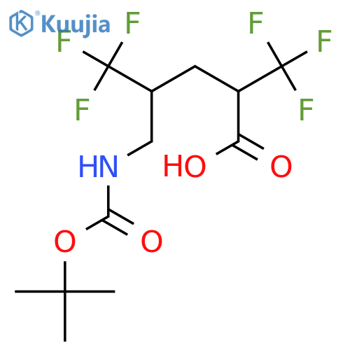5-{(tert-butoxy)carbonylamino}-2,4-bis(trifluoromethyl)pentanoic acid structure