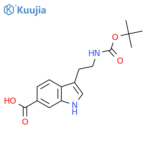 3-(2-{(tert-butoxy)carbonylamino}ethyl)-1H-indole-6-carboxylic acid structure