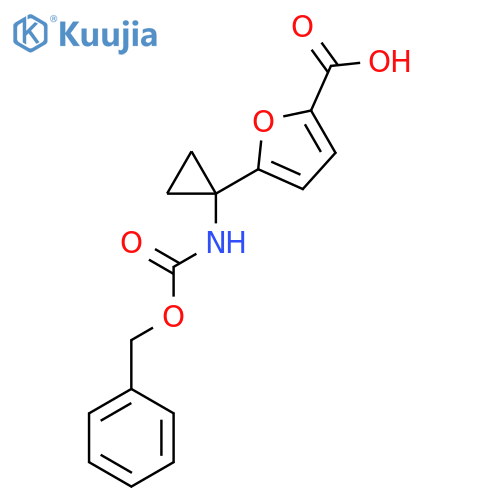 5-(1-{(benzyloxy)carbonylamino}cyclopropyl)furan-2-carboxylic acid structure