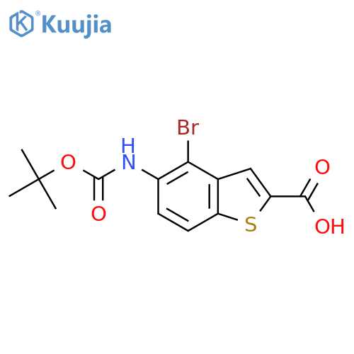 4-Bromo-5-{[(tert-butoxy)carbonyl]amino}-1-benzothiophene-2-carboxylic acid structure