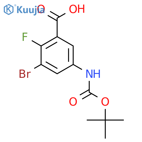 3-bromo-5-{(tert-butoxy)carbonylamino}-2-fluorobenzoic acid structure