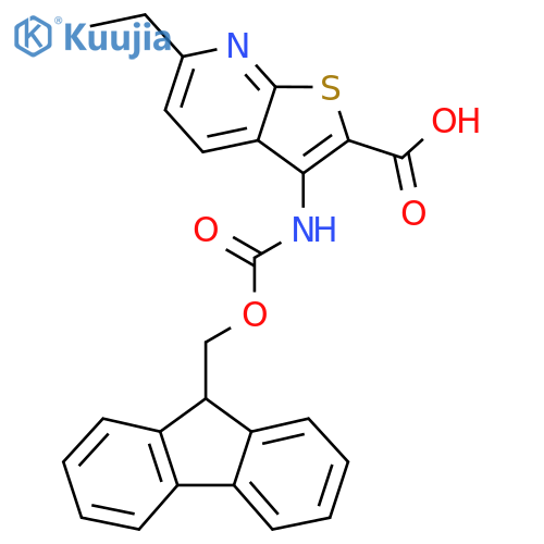 6-ethyl-3-({(9H-fluoren-9-yl)methoxycarbonyl}amino)thieno2,3-bpyridine-2-carboxylic acid structure