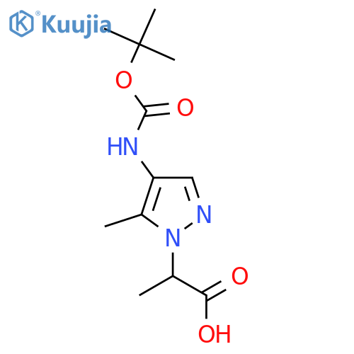 2-(4-{(tert-butoxy)carbonylamino}-5-methyl-1H-pyrazol-1-yl)propanoic acid structure