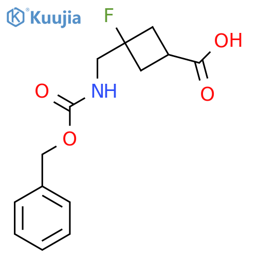 3-({[(Benzyloxy)carbonyl]amino}methyl)-3-fluorocyclobutane-1-carboxylic acid structure