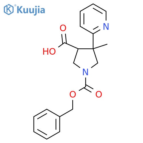 1-[(Benzyloxy)carbonyl]-4-methyl-4-(pyridin-2-yl)pyrrolidine-3-carboxylic acid structure