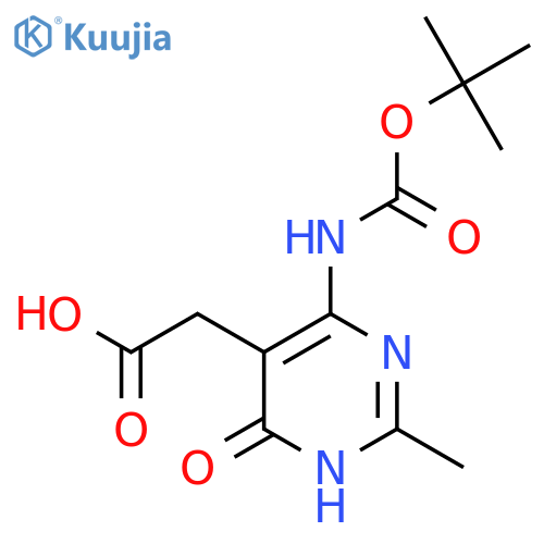 2-(4-{(tert-butoxy)carbonylamino}-2-methyl-6-oxo-1,6-dihydropyrimidin-5-yl)acetic acid structure