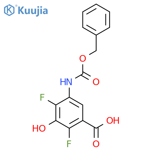 5-{(benzyloxy)carbonylamino}-2,4-difluoro-3-hydroxybenzoic acid structure