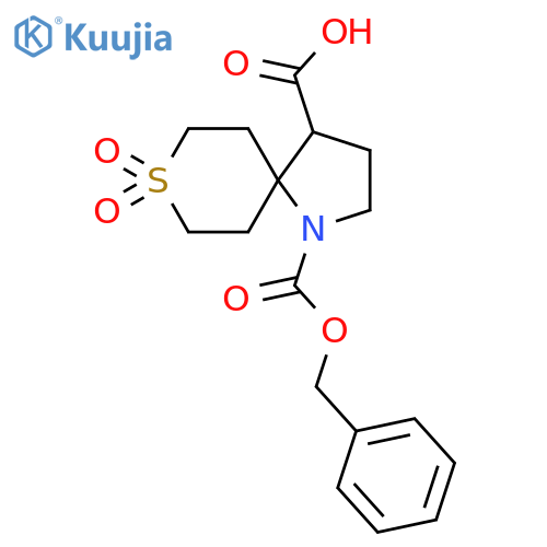 1-(benzyloxy)carbonyl-8,8-dioxo-8lambda6-thia-1-azaspiro4.5decane-4-carboxylic acid structure