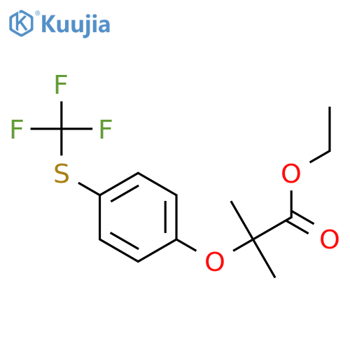 Propanoic acid,2-methyl-2-[4-[(trifluoromethyl)thio]phenoxy]-, ethyl ester structure