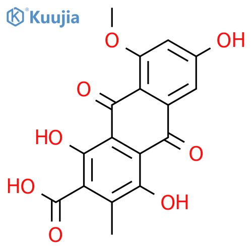 2-Anthracenecarboxylicacid, 9,10-dihydro-1,4,6-trihydroxy-8-methoxy-3-methyl-9,10-dioxo- structure