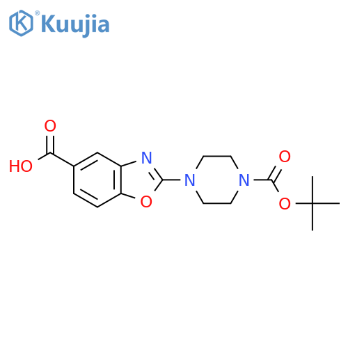 2-{4-(tert-butoxy)carbonylpiperazin-1-yl}-1,3-benzoxazole-5-carboxylic acid structure
