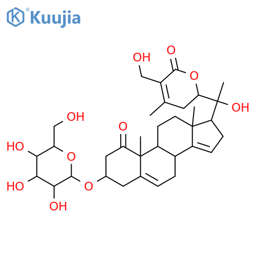 3,20,27-Trihydroxy-1-oxowitha-5,14,24-trienolide; (3β,20R,22R)-form, 3-O-β-D-Glucopyranoside structure