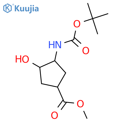 methyl (1R,3S,4S)-3-{[(tert-butoxy)carbonyl]amino}-4-hydroxycyclopentane-1-carboxylate structure