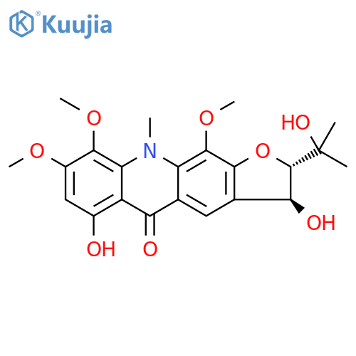 Furo[3,2-b]acridin-5(2H)-one, 3,10-dihydro-3,6-dihydroxy-2-(1-hydroxy-1-methylethyl)-8,9,11-trimethoxy-10-methyl-, (2R,3R)-rel- structure