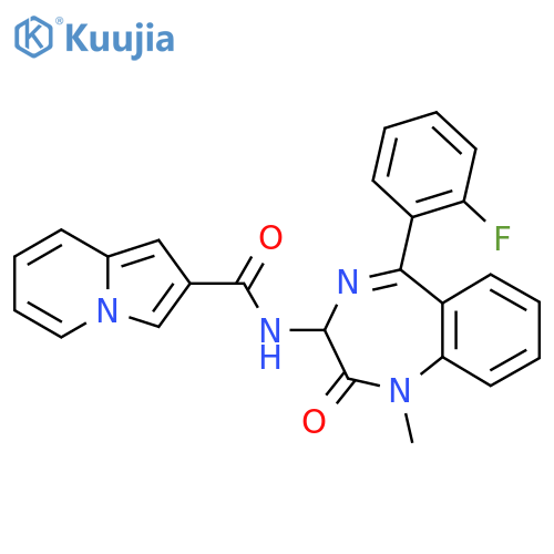 N-[5-(2-fluorophenyl)-1-methyl-2-oxo-2,3-dihydro-1H-1,4-benzodiazepin-3-yl]indolizine-2-carboxamide structure