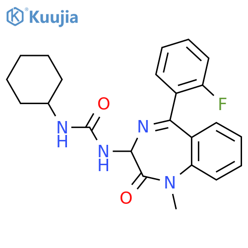 3-cyclohexyl-1-[5-(2-fluorophenyl)-1-methyl-2-oxo-2,3-dihydro-1H-1,4-benzodiazepin-3-yl]urea structure