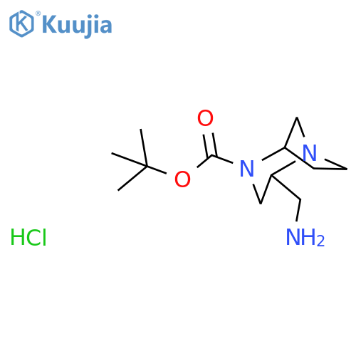 tert-butyl 2-(aminomethyl)-1,4-diazabicyclo3.2.1octane-4-carboxylate hydrochloride structure