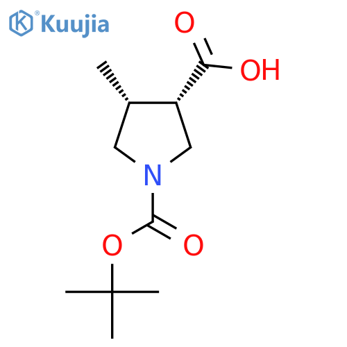 cis-1-Boc-4-methyl-pyrrolidine-3-carboxylic acid structure