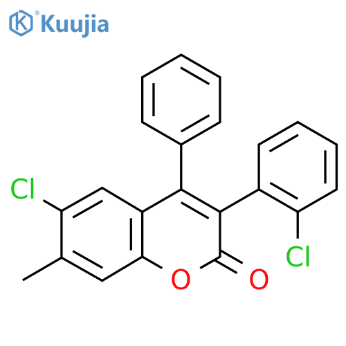 6-Chloro-3(2-Chloro Phenyl)-7-Methyl-4-Phenyl Coumarin structure