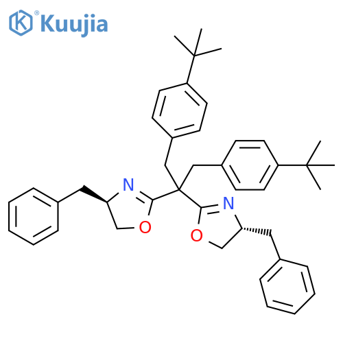 (4R,4'R)-2,2'-(1,3-Bis(4-(tert-butyl)phenyl)propane-2,2-diyl)bis(4-benzyl-4,5-dihydrooxazole) structure